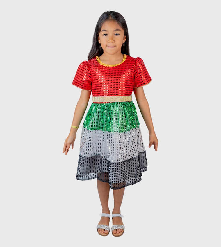 UAE National Flag Themed Sequined Dress