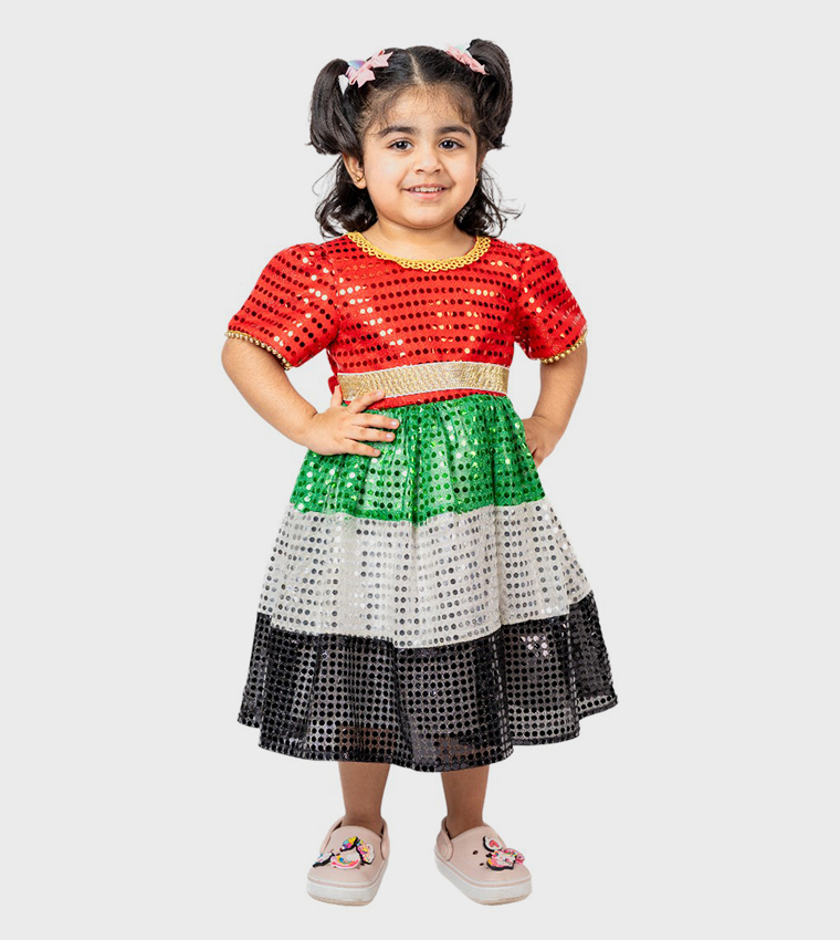 UAE National Flag Themed Sequined Dress