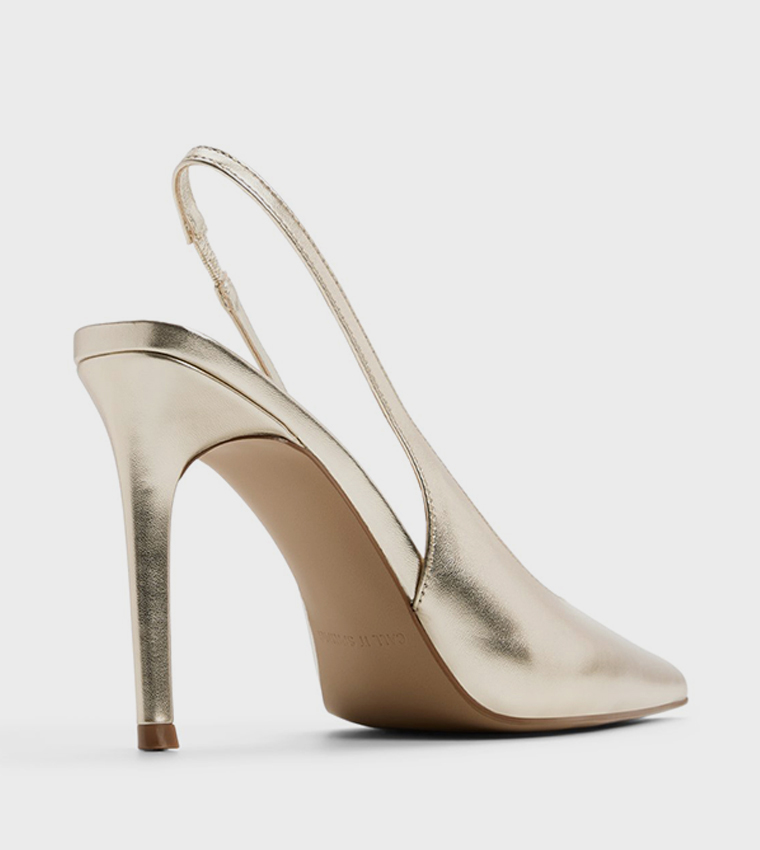 حذاء كعب بحزام خلفي ومقدمة مدببة 