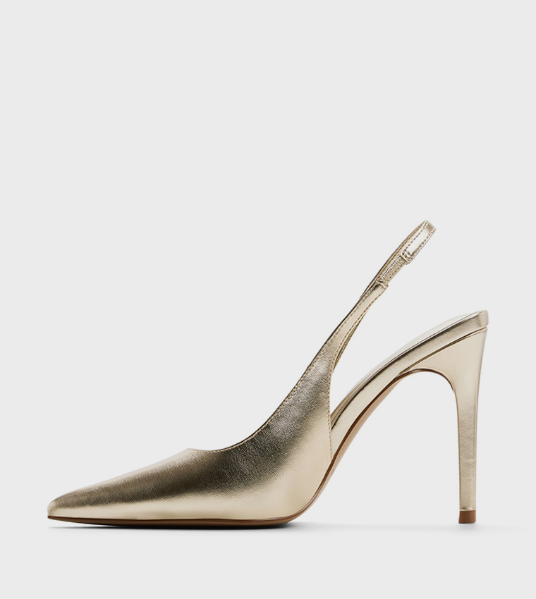 حذاء كعب بحزام خلفي ومقدمة مدببة 