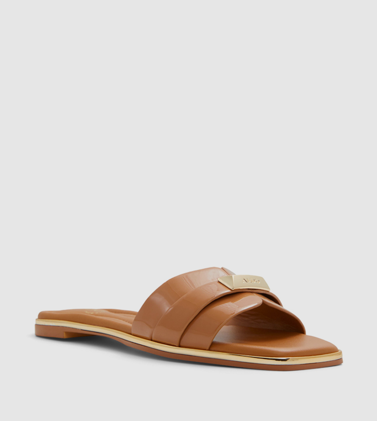 Buy Aldo DARINE Metal Accent Slide Sandals In Brown 6thStreet UAE