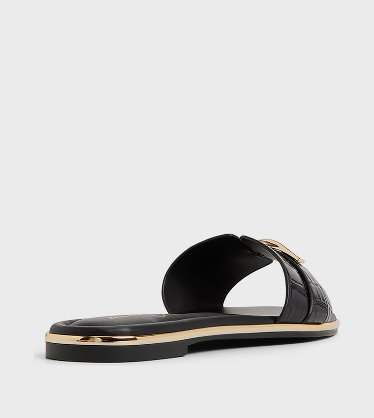 DARLINA Croc Textured Flat Sandals