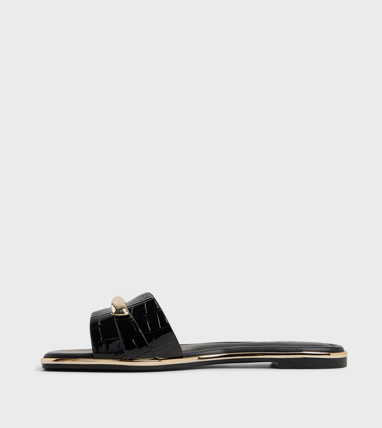 DARLINA Croc Textured Flat Sandals