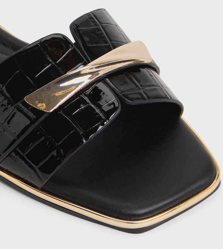 DARLINA Croc Textured Flat Sandals