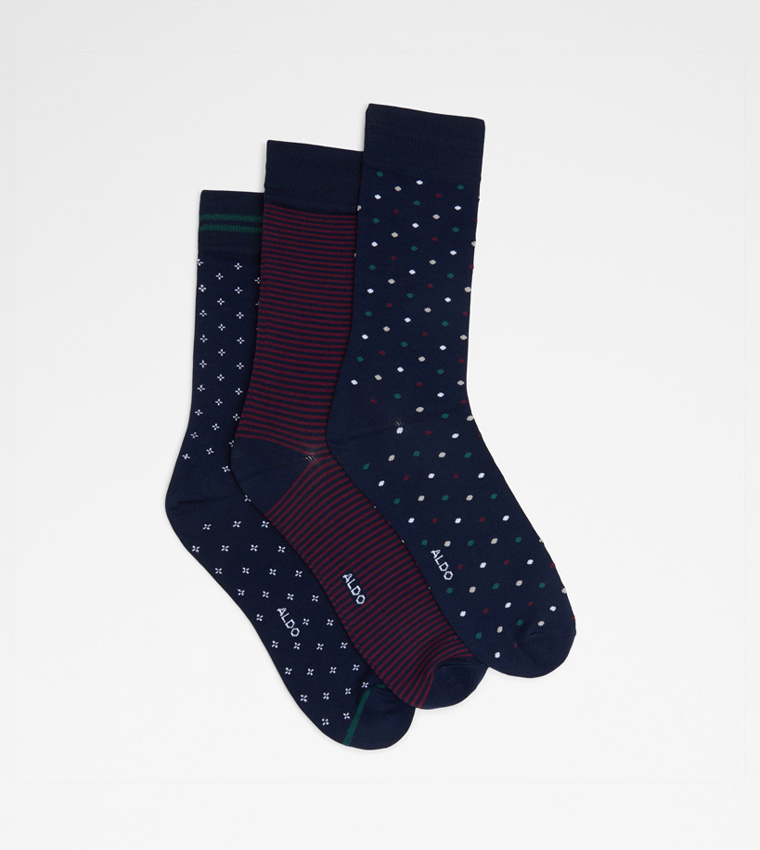 DAVIDTZ Pack of 3 Patterned Crew Socks