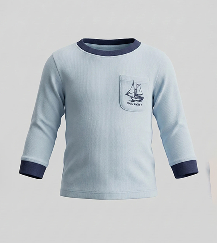 طقم بيجاما بقبة مستديرة بطبعة