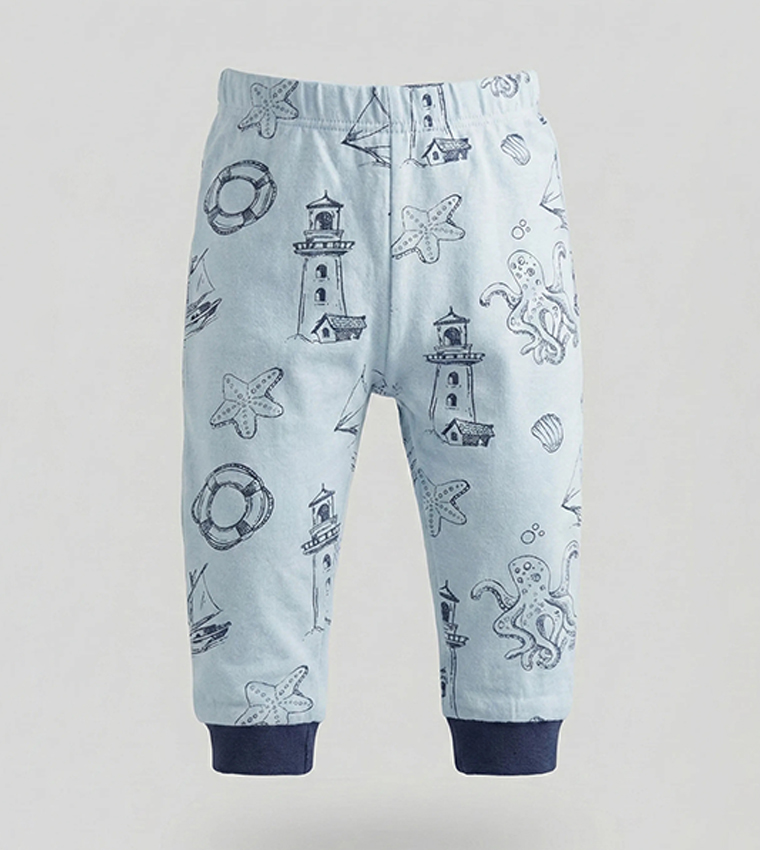 طقم بيجاما بقبة مستديرة بطبعة