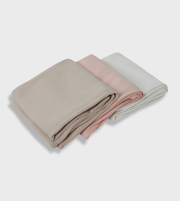 Pack of 3 Ribbed Newborn Blankets