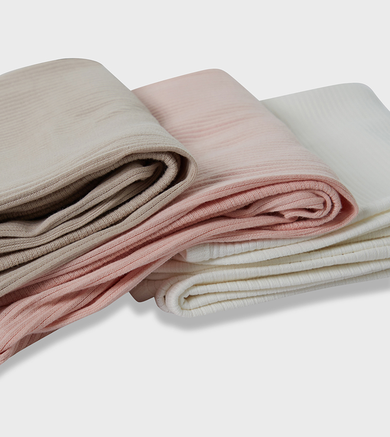 Pack of 3 Ribbed Newborn Blankets