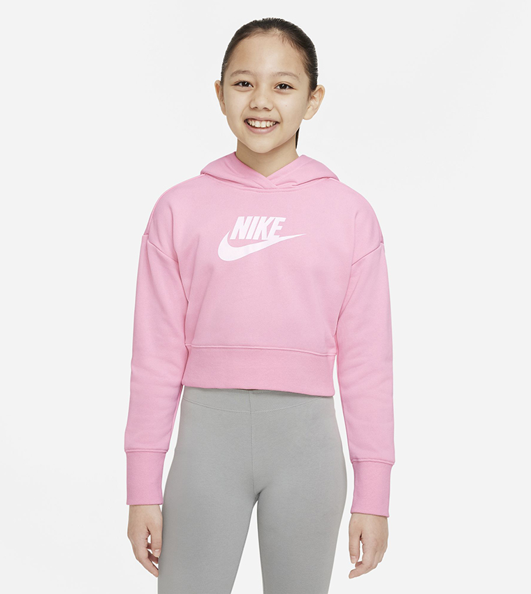 Buy Nike Club Crop Hooded Sweatshirt In Pink 6thStreet UAE