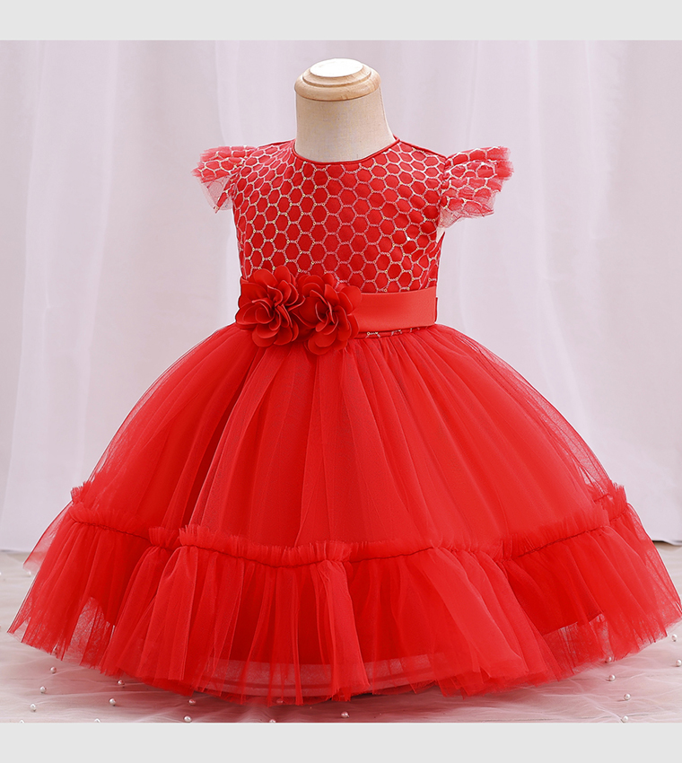 Gigi Faux Flower Fit and Flare Dress