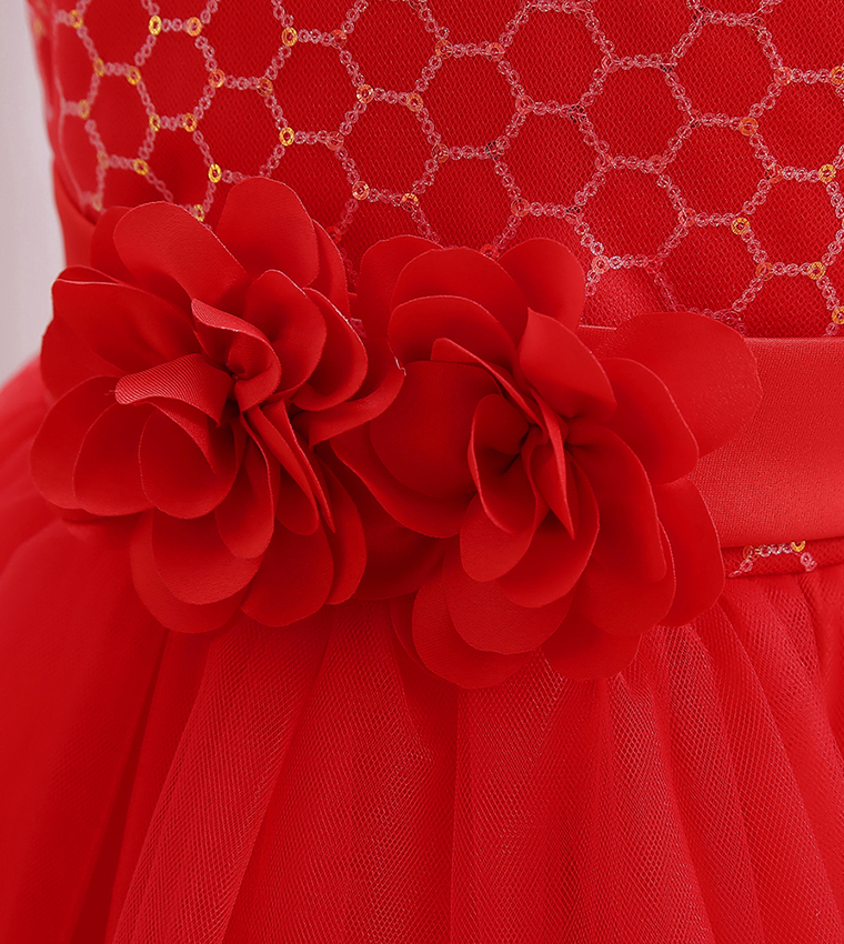 Gigi Faux Flower Fit and Flare Dress