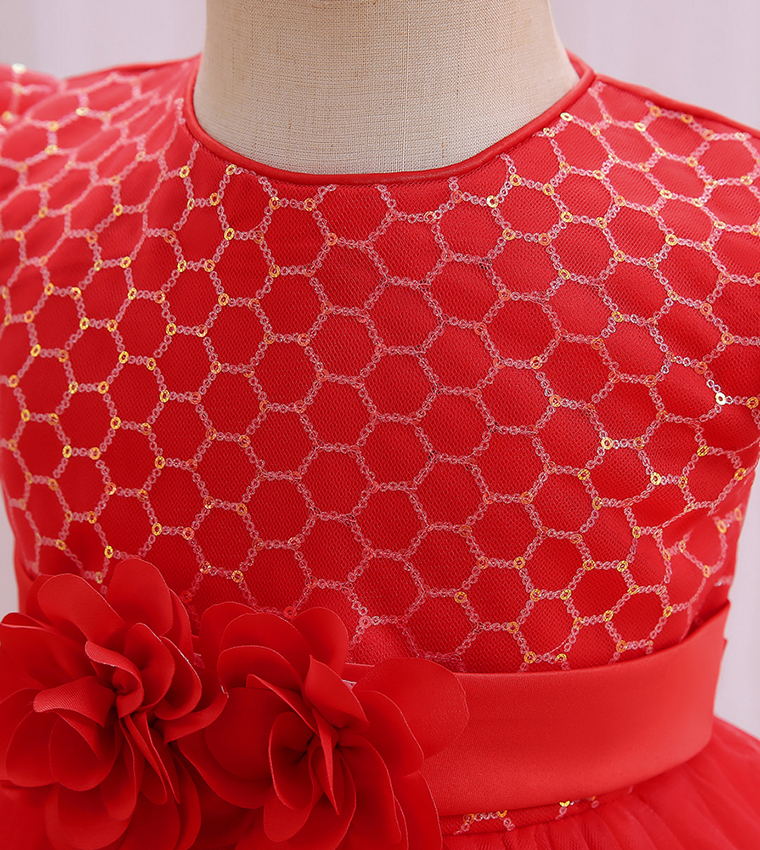 Gigi Faux Flower Fit and Flare Dress