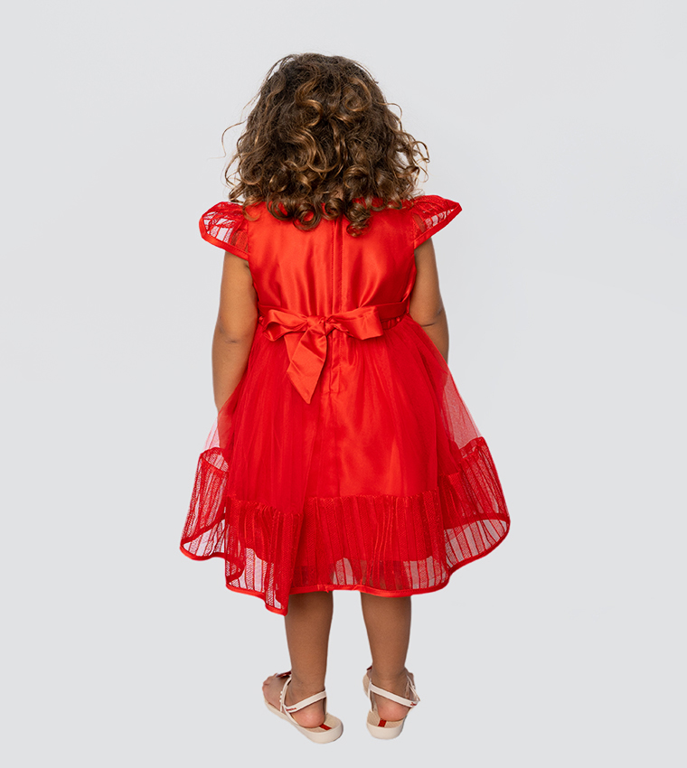 Lace Detail Riding Hood Fit and Flare Dress