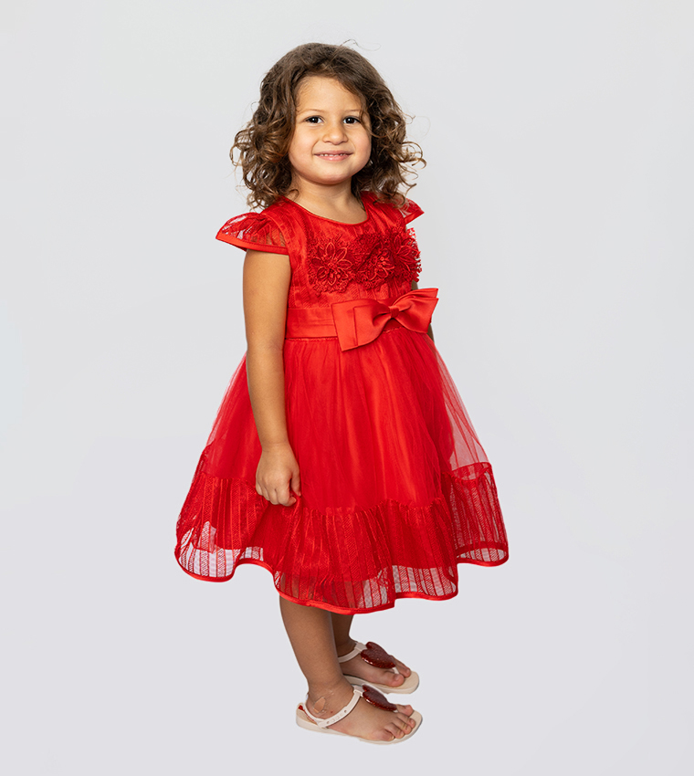 Lace Detail Riding Hood Fit and Flare Dress