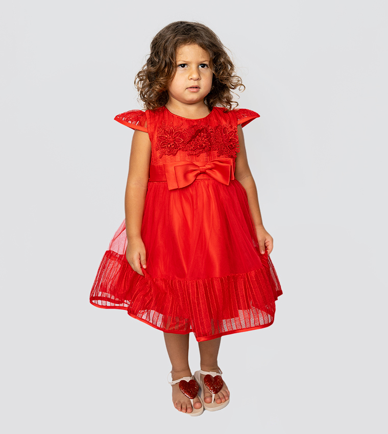 Lace Detail Riding Hood Fit and Flare Dress