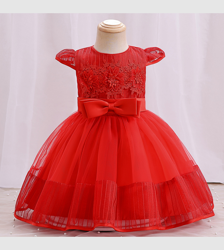 Lace Detail Riding Hood Fit and Flare Dress