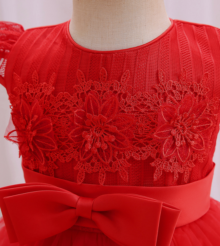 Lace Detail Riding Hood Fit and Flare Dress