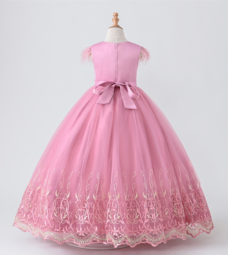Embroidered Floral Applique Party Dress
