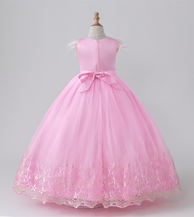 Embroidered Floral Applique Party Dress