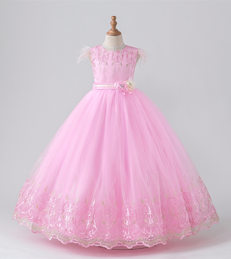 Embroidered Floral Applique Party Dress