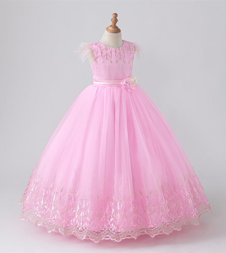 Embroidered Floral Applique Party Dress