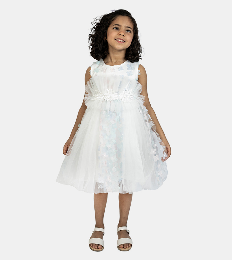Floral and Pearl Detail Fit and Flare Dress