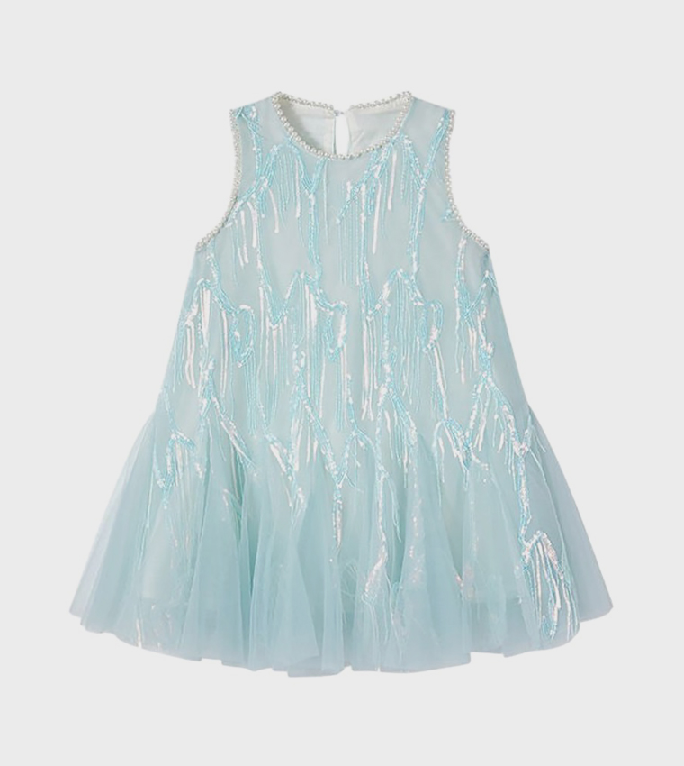 Embellished Sleeveless Flared Dress