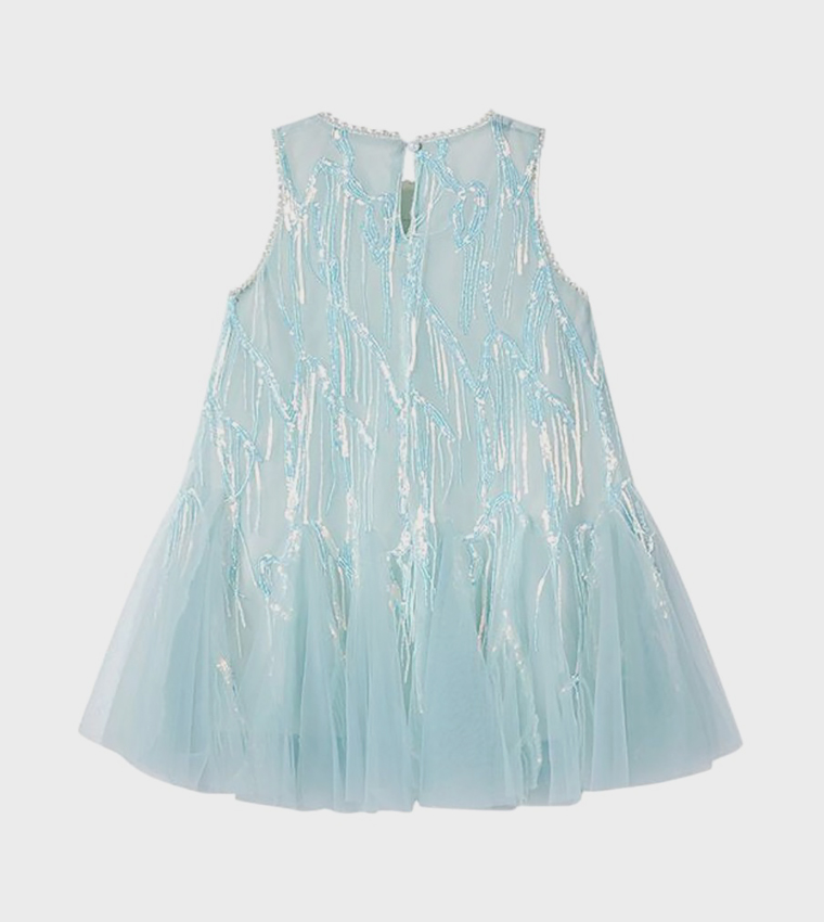 Embellished Sleeveless Flared Dress