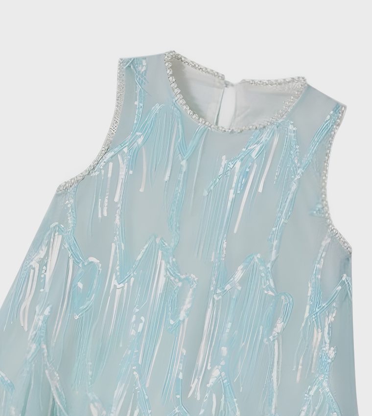 Embellished Sleeveless Flared Dress