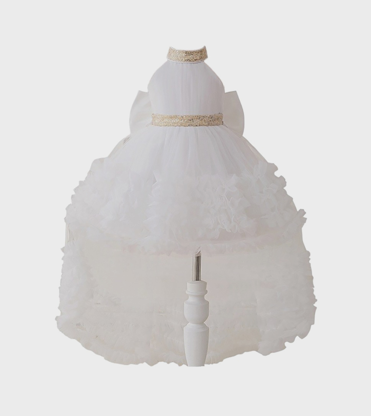 Little Swan Ruffle Detail Layered Dress