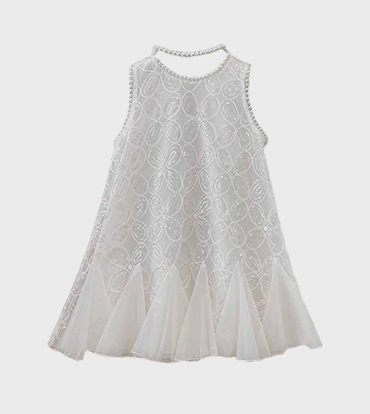 Lace Detail Sleeveless Princess Dress
