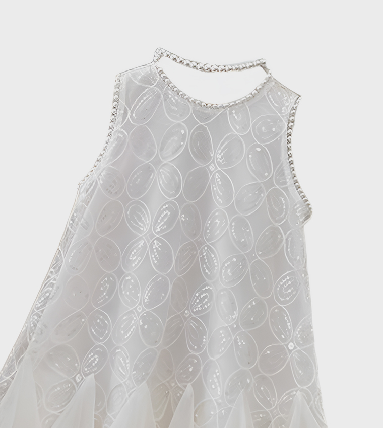 Lace Detail Sleeveless Princess Dress