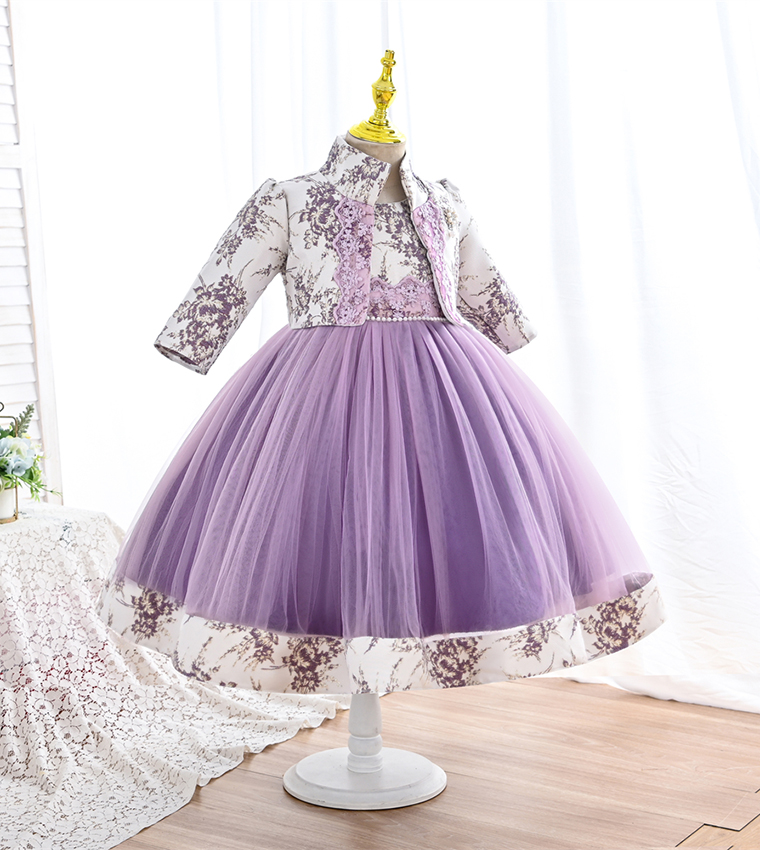 LUBNA'S Tulle Party Dress with Overcoat