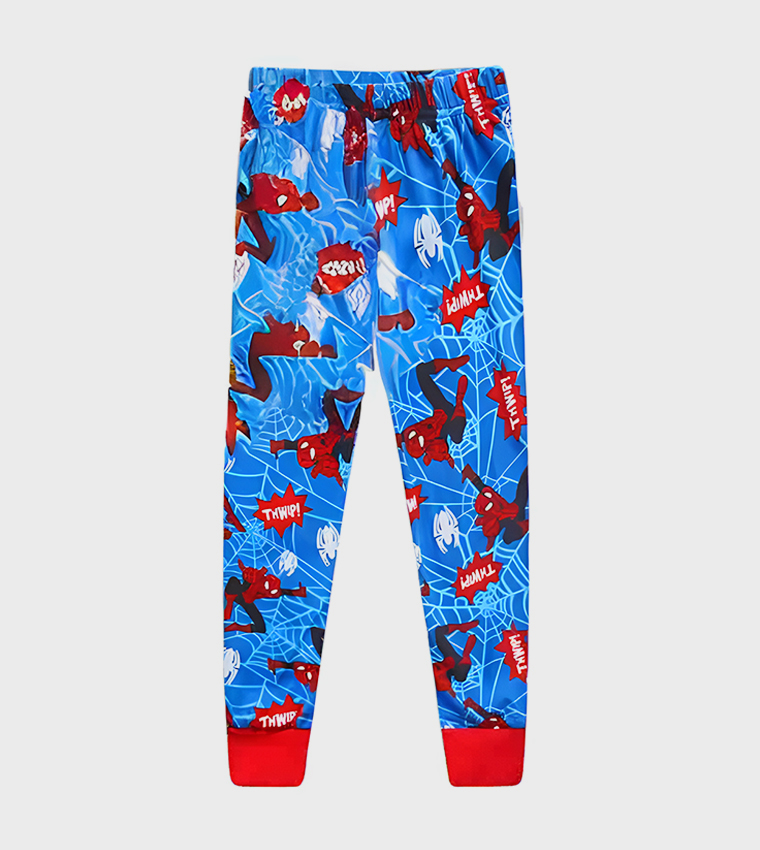 طقم بيجاما بأكمام طويلة بطبعة ويب وندر