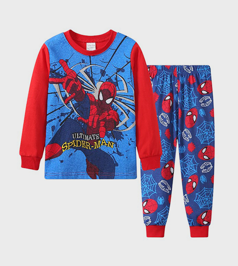 Spiderman Hero Printed Long Sleeves Pyjama Set