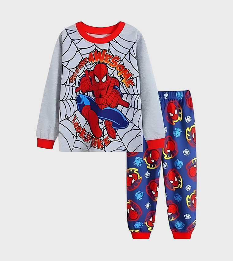 Hero Web Crawler Printed Long Sleeves Pyjama Set