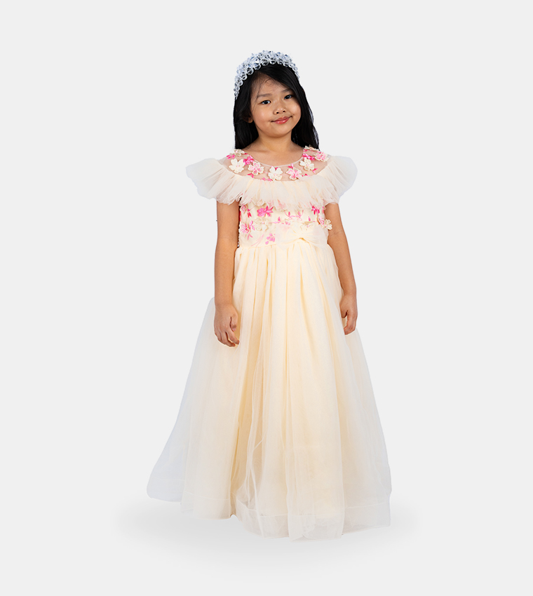 Floral Embroidered Party Gown