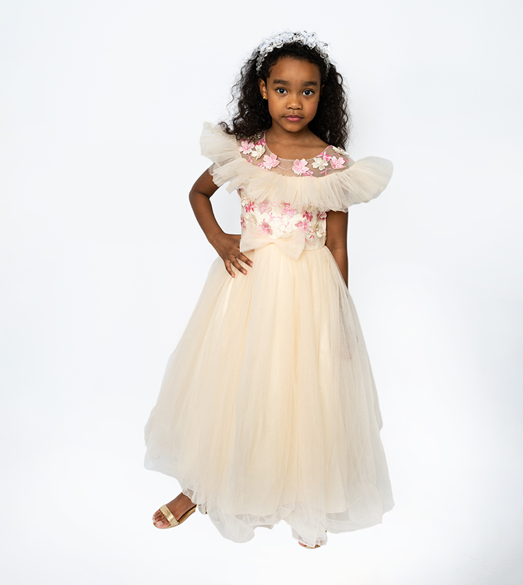 Floral Embroidered Party Gown
