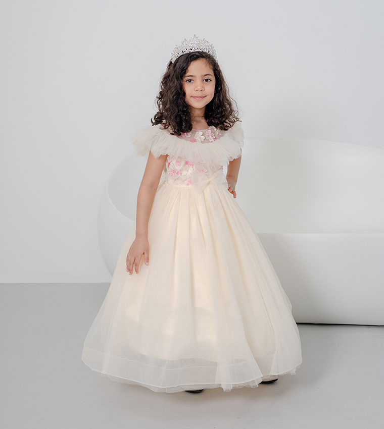 Floral Embroidered Party Gown