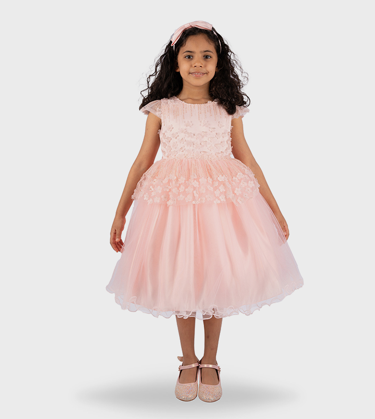 Floral Appliqued Party Dress