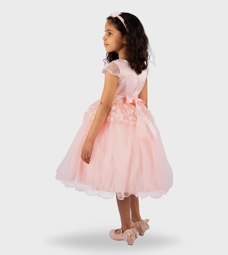 Floral Appliqued Party Dress