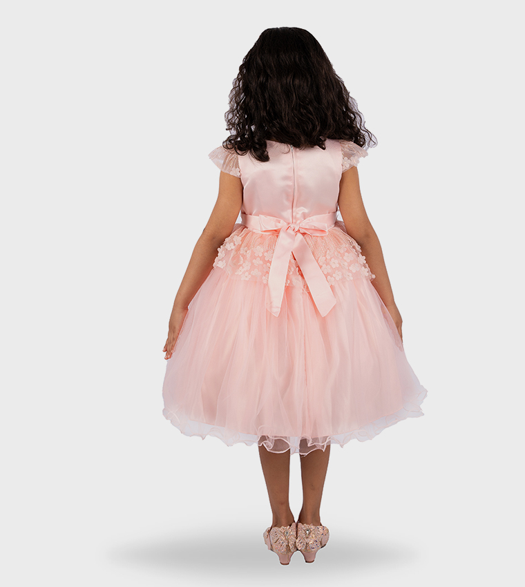 Floral Appliqued Party Dress