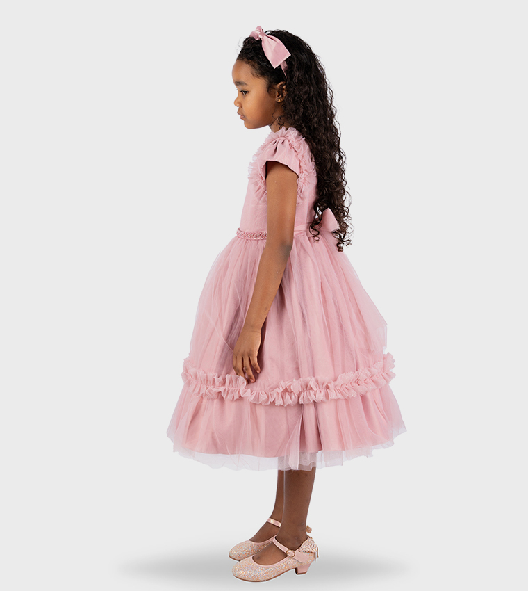 Embellished Fit and Flare Dress with Headband