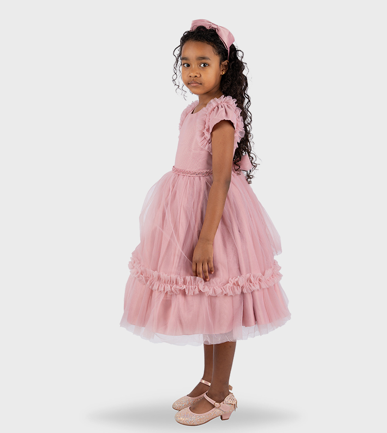 Embellished Fit and Flare Dress with Headband