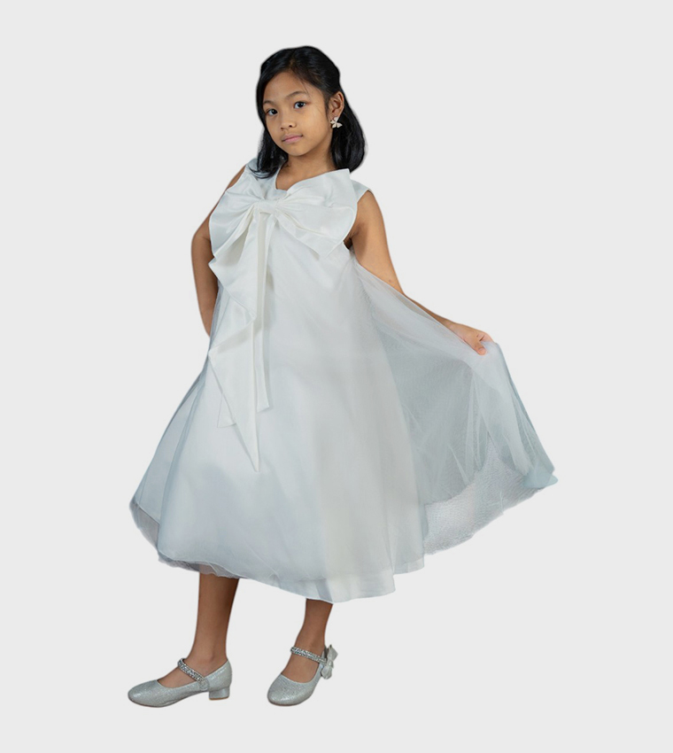 Bow and Flow Detail Midi Dress