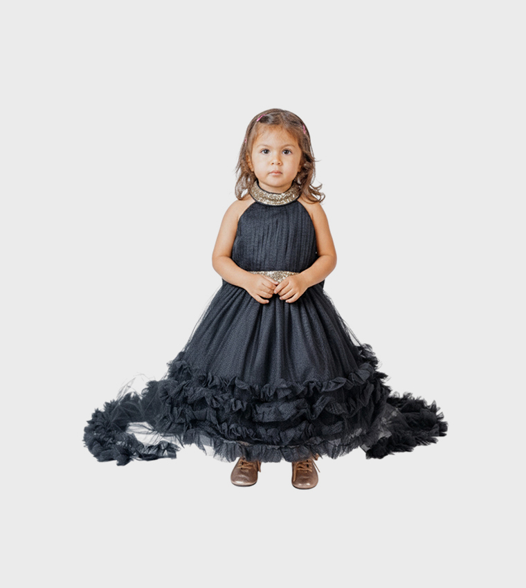 Sequined Little Black Swan Party Dress