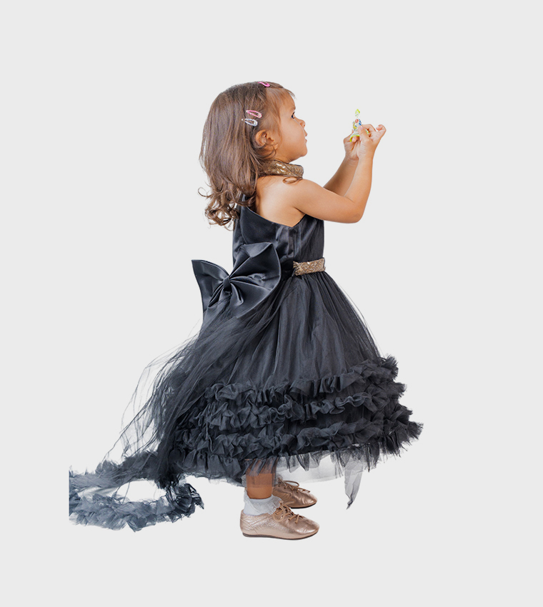 Sequined Little Black Swan Party Dress