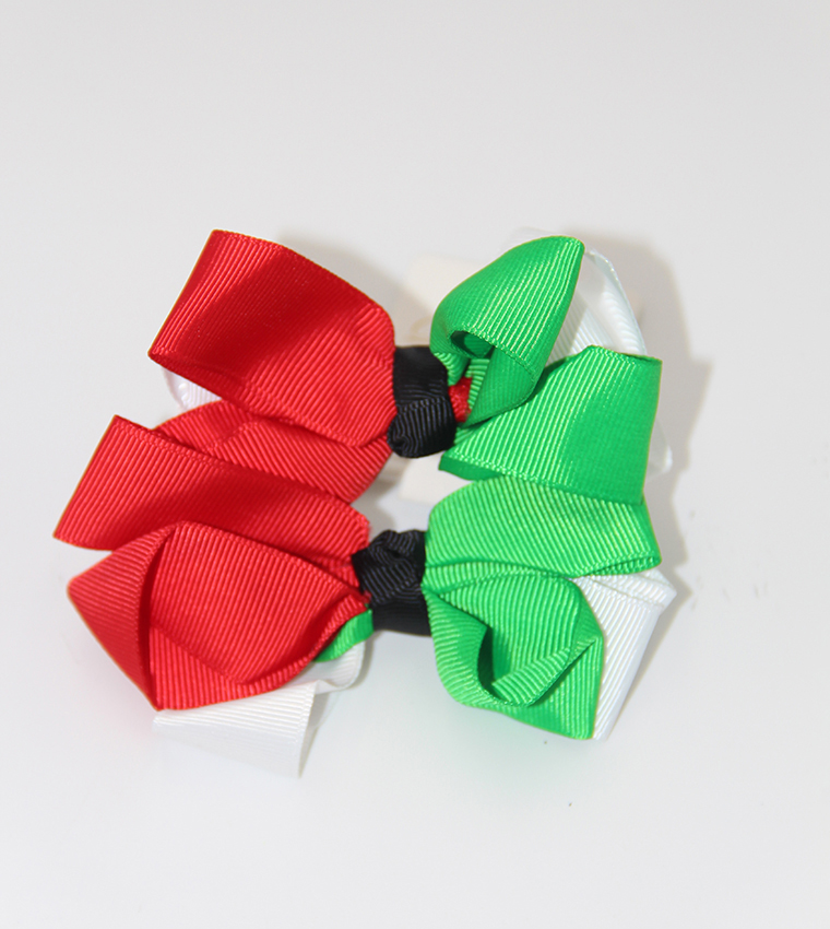 2-Pack UAE National Flag Small Ribbon Bow Clips