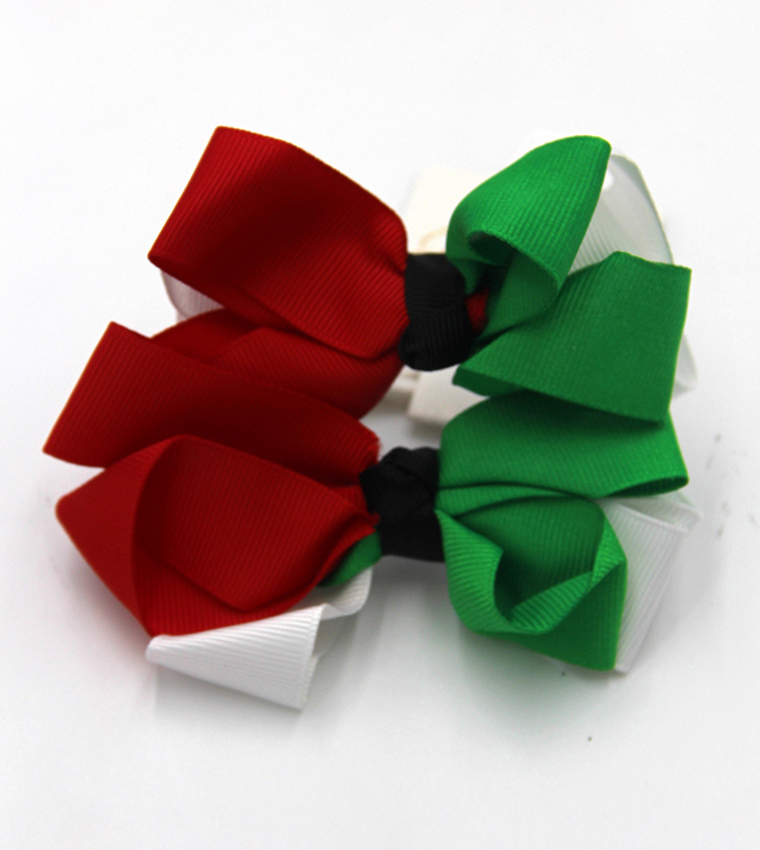 2-Pack UAE National Flag Small Ribbon Bow Clips